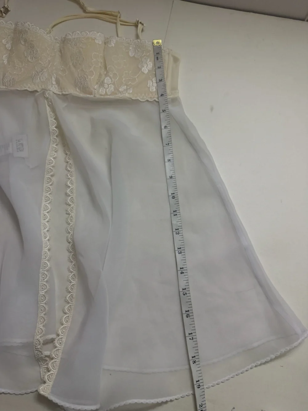 Vintage La SENZA - Y2K Sheer Lace Babydoll Slip - Picture 6 of 7